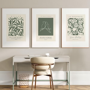 Waldgrün Prints, 3er Set, grüne Wandkunst, moderne Kunst Poster, grüne Drucke, cremefarbene Wandkunst, neutrale Wanddekoration, Wohnzimmer Kunst, Printables