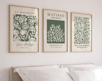 Forest Green Prints, 3 Set, Green Wall Art, Modern Art Poster, Green Prints, Cream Wall Art, Neutral Wall Decor, Living Room Art, Printables