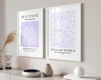 Lilac Purple Prints, 2 Set, Pastel Wall Art, Modern Art, Purple Prints, Gallery Wall Art, Lilac Prints, Printable, Exhibition Art, Matisse