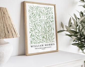 Saliegroene William Morris-print, botanische art nouveau (digitale download)
