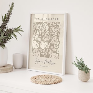 Beige Matisse Print, Neutral Wall Art, Vintage Wall Art, Brown Print, Floral Wall Art, Neutral Wall Decor, Living Room Art, Printable