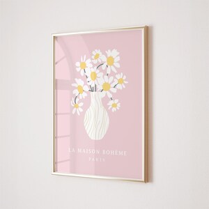 Pink Daisy Prints Set: Modern Floral Wall Art (Digital Download) image 4