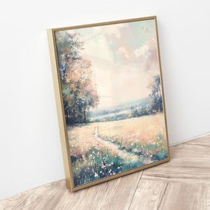 Vintage Springtime Painting, Pink Wall Art, Cottagecore Wall Art, Antique Gallery Art, Print for Bedroom, Girls Nursery Wall Decor