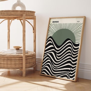 Wald Bauhaus-Druck, grüne Wandkunst, Druck für Schlafzimmer, Neutrale Wanddekoration, Wohnzimmerkunst, druckbares Poster, digitale Kunst, grüner Druck