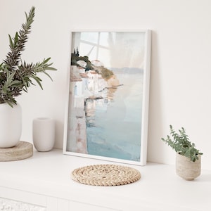 Grecian Coastal Print, Light Blue Living Room Art, Neutral Beach Gallery Digital Download, Light Blue Bedroom Wall Art, PRINTABLE