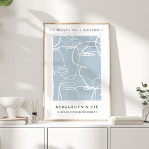 Light Blue Abstract Print, Blue Wall Art, Modern Art Poster, Blue Print, Picasso Wall Art, Neutral Wall Decor, Living Room Art, Printable