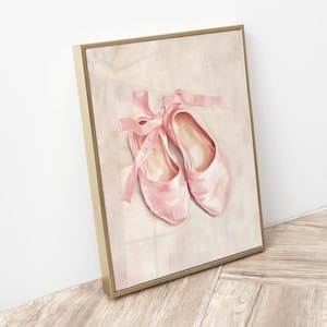 Ballet Shoes Print, Pink Wall Art, Vintage Wall Art, Blush Pink Nursery Art Print, Bedroom Wall Art, Light Pink Girls Nursery Wall Decor