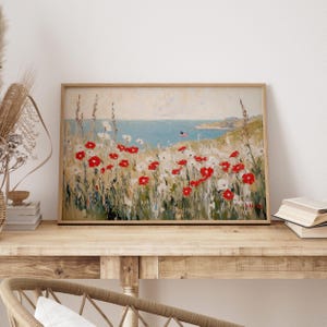 Arte de parede com flores silvestres para o 4 de julho, impressão patriótica costeira, decoração de bandeira floral vintage, download digital do Dia da Independência