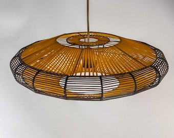 Retro Yellow Spaghetti Ceiling Lamp, Plastic & Metal, Space Age Pop-Art Style, 1960s-80s