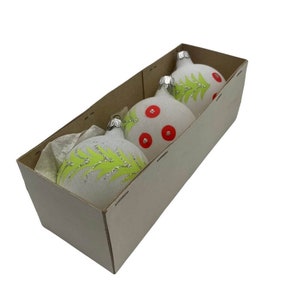 Handgefertigte, handbemalte Vintage Glas Christbaumschmuck, Ornamente - Set mit 3 Stück -