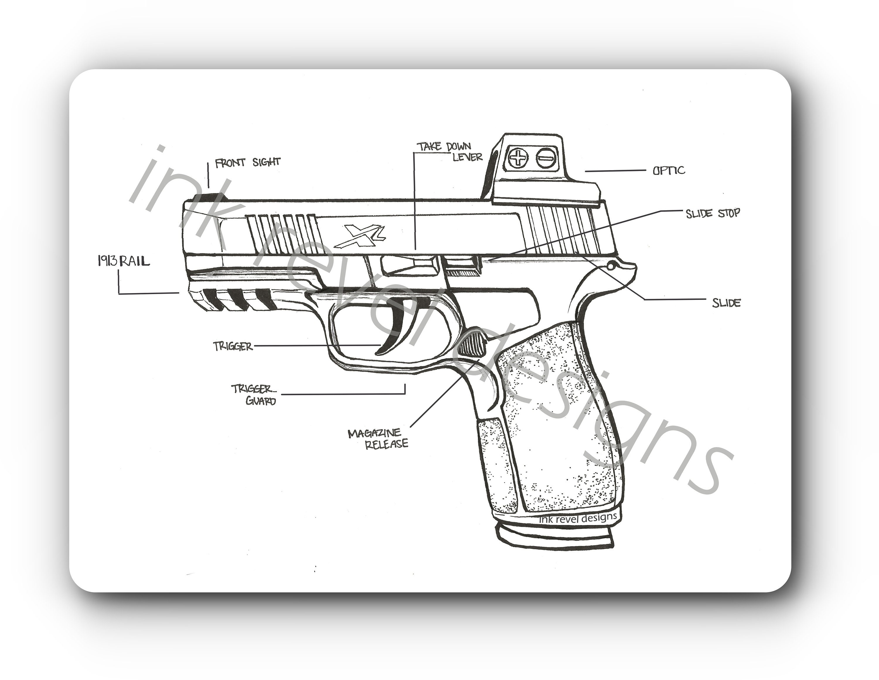 Anatomy of a Sig Sauer P365 Waterproof Decal Sticker sig Sauer Gun