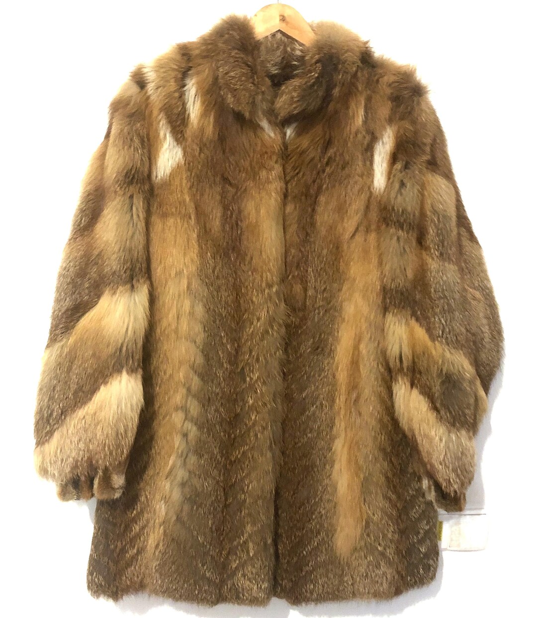 Vintage Patched Fox Fur Colorful Coat main image 0