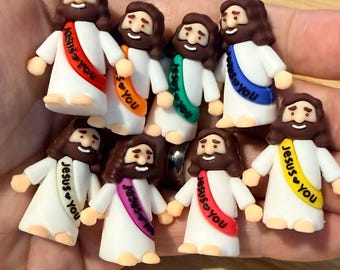 Mini Silicone Jesus Figure | "Jesus Loves You" Message | Church Favors, Christian Gifts
