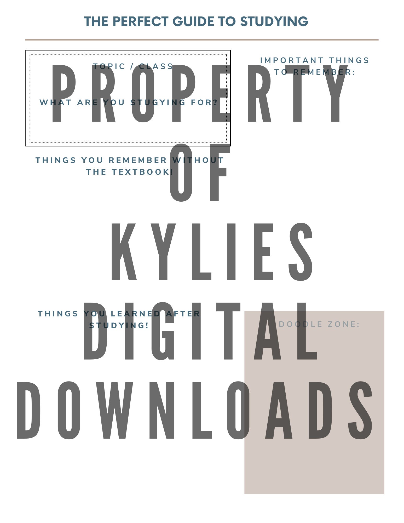 The Perfect Study Guide - Printable, Instant Download, Notes, College ...