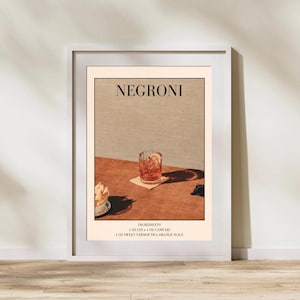 Retro Negroni Cocktail Print: Trendy Bar Wall Art (Digital Download)