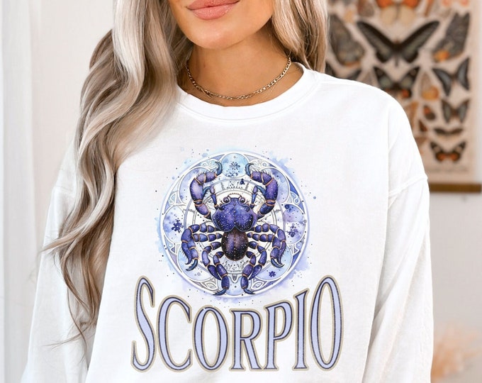 Comfort Colors® Sternzeichen Skorpion Pullover, Vintage Collegiate inspiriertes Sternzeichen Sweatshirt, Skorpion Sweatshirt, Skorpion Geschenk für Sie