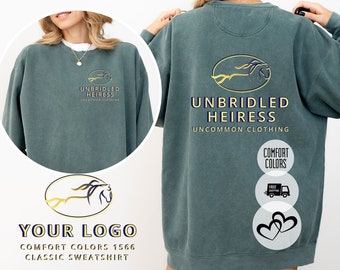 Custom Comfort Colors Logo Design Front & Back Sweatshirt, Company Logo Merch, Team Shirt, Personalized Logo Sweatshirt, Create Your Graphic