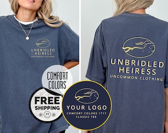 Custom Comfort Colors Logo Design Front & Back Shirt, Company Logo Merch, Team Shirt, Personalized Logo T Shirt, Create Your Text Graphic