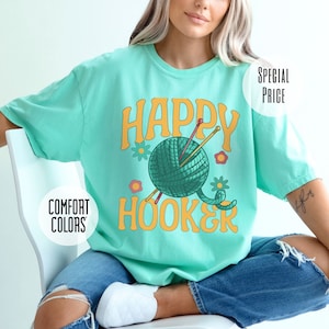 Funny Crochet Shirt: Comfort Colors Knitting Gift for Mom