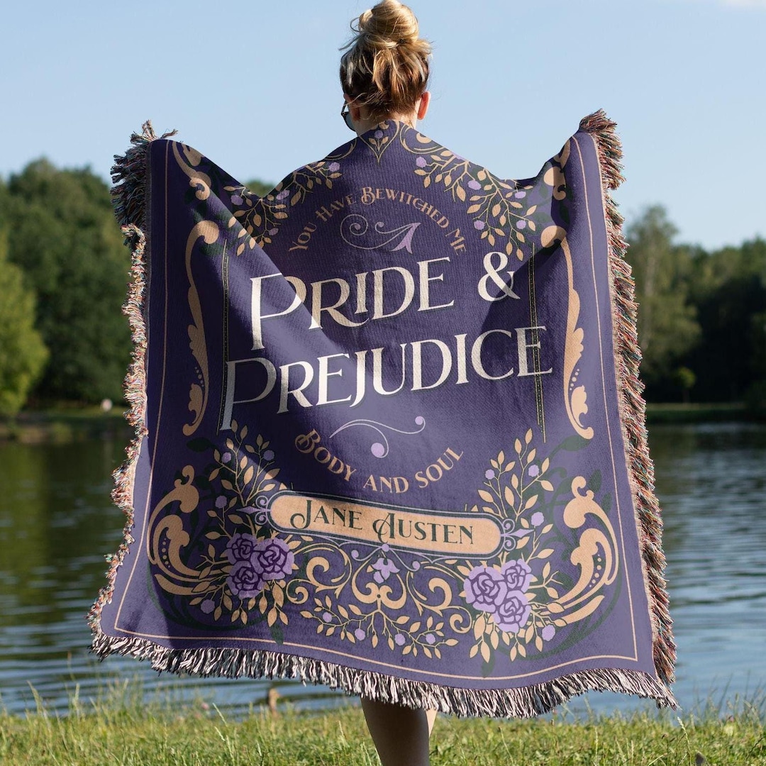 Pride and Prejudice Woven Blanket Literary Throw, Jane Austen Gift