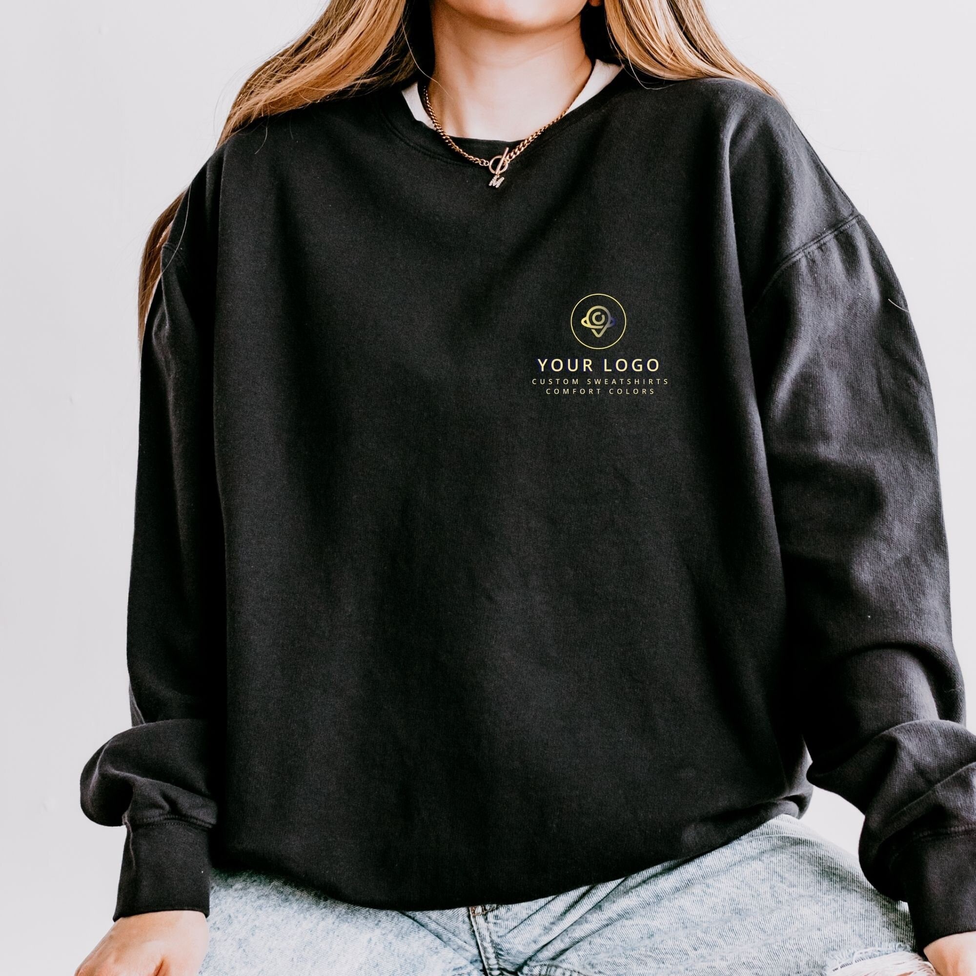 Your Logo Comfort Colors 1466 Front & Back Sweatshirt, Company Logo Merch, Team Shirt, Personalized Logo, Create Your Graphic