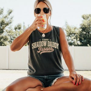 I Have Shadow Daddy Issues Tank Top, Retro Varsity Romantasy Bookish Summer Tee, Comfort Colors 9360, Dark Academia Fantasy Gift BookTok