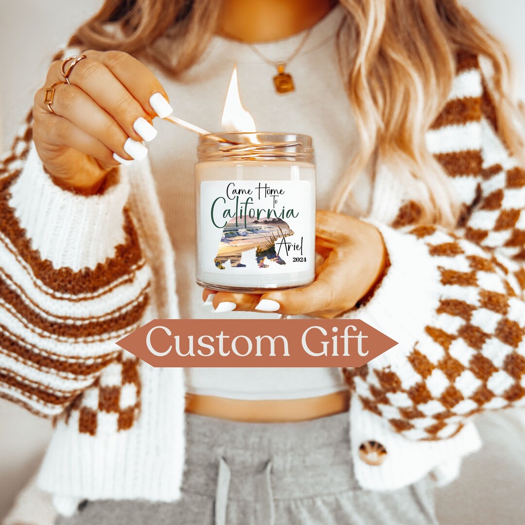 Custom Came Home to California Candle, Personalized Moving Gift