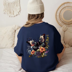 Butterfly Sweatshirt, Floral Butterfly Lover Sweater, Garden Lover Gift, Butterfly Graphic Sweatshirt