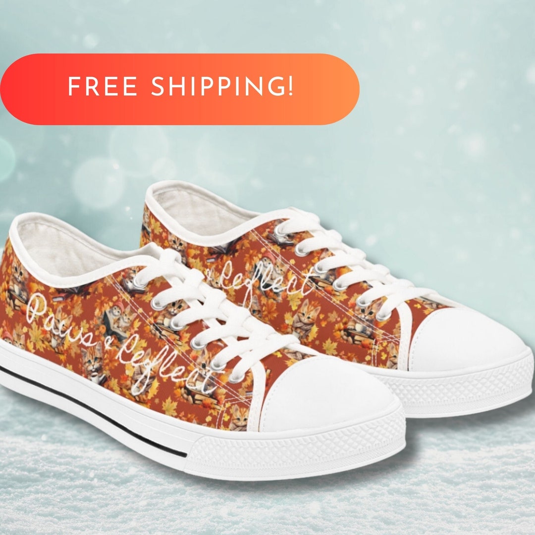 Reading Fall Shoes for Cat Moms, Womens Canvas Sneakers, Casual Shoes