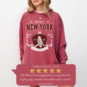 Crimson Comfort Colors crewneck sweatshirt featuring a custom logo design – shown front, branded merch in rich red.