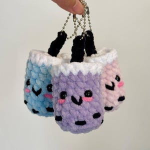 Handmade Crochet Boba Keychain – Bubble Tea Charm