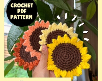 Crochet Sunflower Coaster Pattern PDF Download Beginner Friendly