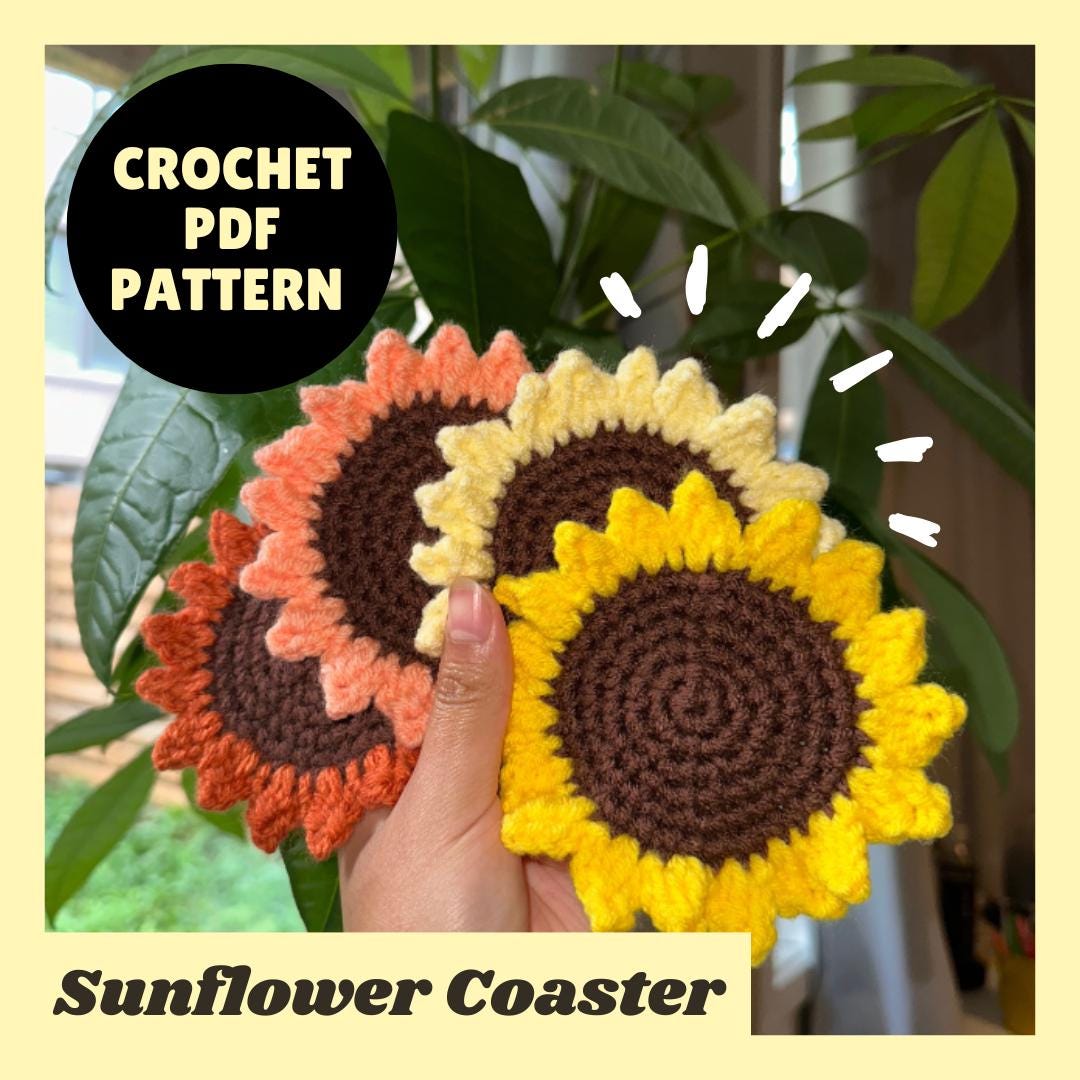 Crochet Sunflower Coaster Pattern PDF Download Beginner Friendly - Etsy