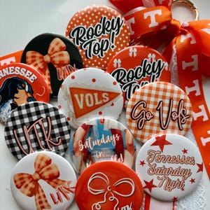 Tennessee Inspired Game Day Button Sets,  3&quot; Game Day Button, College Football, Gameday Accessory, Pin, Tailgate
