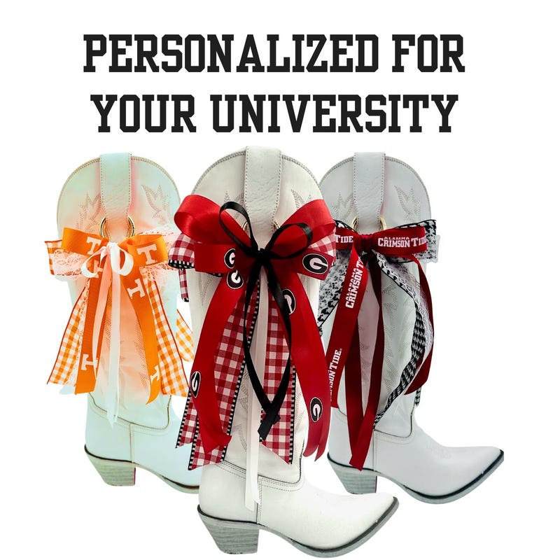 Personalized University,  Boot Bow Sets, Game Day, Tailgate, School Spirit, Team Spirit, Accessory