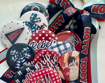 Mississippi Inspired, Game Day Button Sets,  3&quot; Game Day Button, College Football, Gameday Accessory, Pin, Tailgate