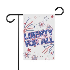 Striscione da giardino, decorazioni patriottiche per esterni, bandiera del 4 luglio, decorazioni stagionali per casa e giardino, libertà e giustizia per tutti, decorazioni per la casa