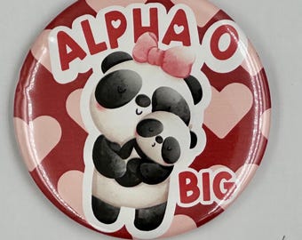 Alpha Love, Panda Pals 3&quot; Button for Sorority Big Lil