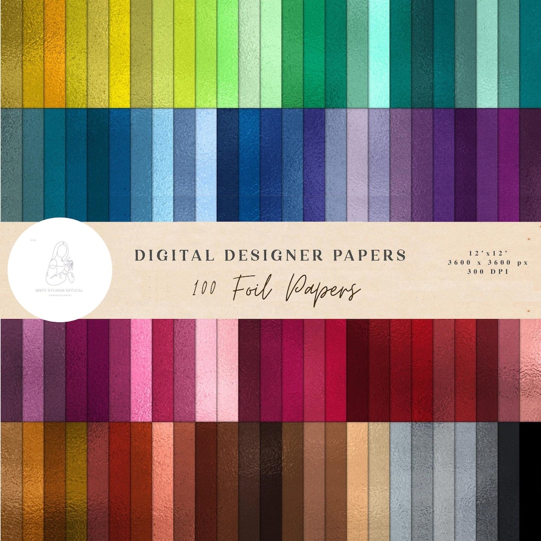 Pack of 100 Metallic Foil Papers in 12inch 300 Dpi Planner Etsy