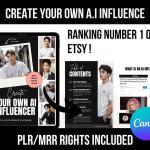 Create Your Own AI Influencer Guide | Canva Editable Digital Playbook | Plr/Mrr Rights | AI Content & Avatar Branding Strategy