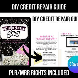 DIY Credit Repair Guide | Canva Editable Ebook to Fix Personal Credit | Financial Literacy PLR/MRR Download | Resellable Canva Template
