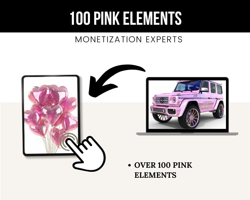 100+ Pink Aesthetic Canva Elements | PLR/MRR Included | Digital Pink ...
