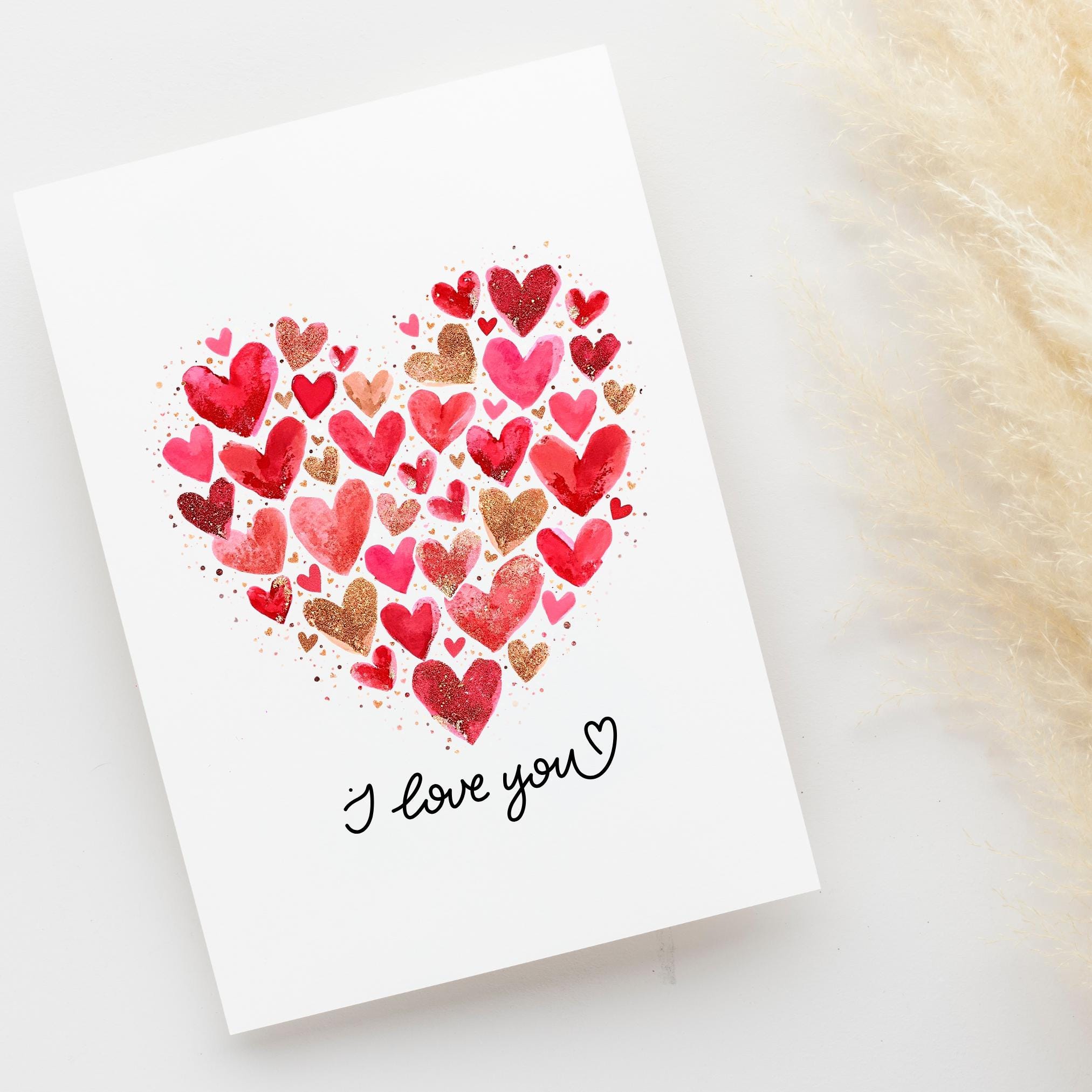I Love You Heart Card: Romantic Valentine's Day Greeting - Etsy