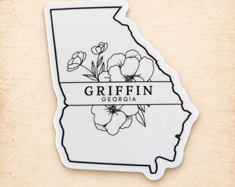 Griffin Georgia Sticker: Floral State Pride, Water-Resistant Vinyl