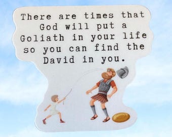 David and Goliath Sticker: Faith-Inspired Bible Verse Decor