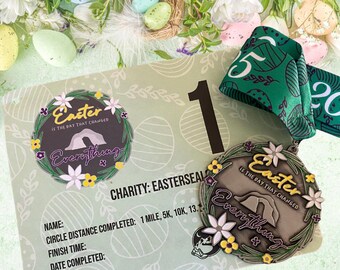 2025 Easter 1M 5K 10K 13.1 26.2-Benefitting Easter Seals, Running and walking virtual race medal, virtual race, Easter, Running, He is Risen