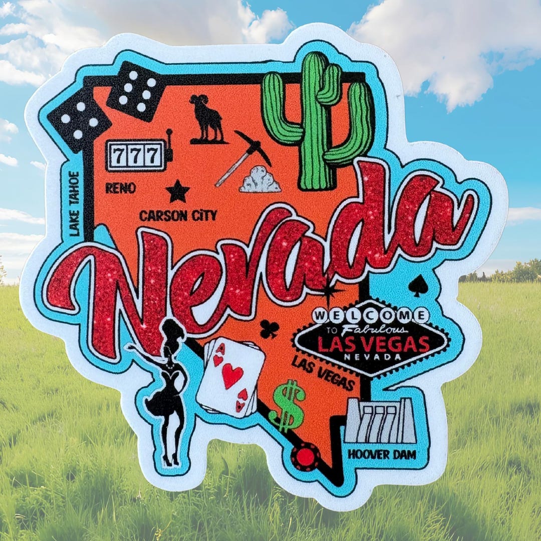 Nevada Sticker: State Map, Water-resistant Vinyl - Las Vegas - Etsy