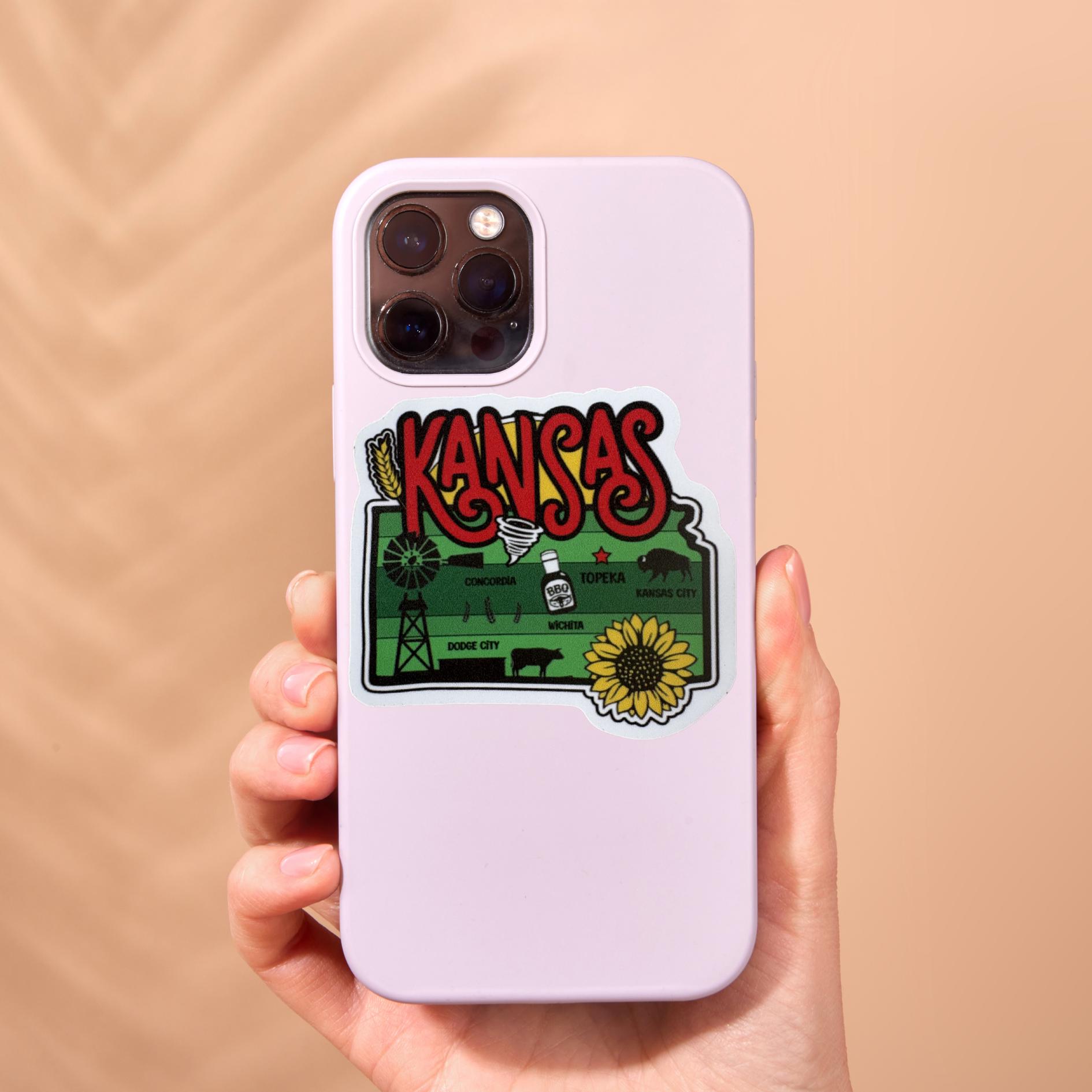 Kansas Stickers Kansas Sticker: Waterproof Vinyl Decal for Water Bottles - Etsy