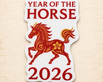 Year of the Horse 2026 Sticker: Lunar New Year Vinyl Decal