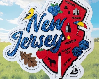 New Jersey Sticker: State Map, Water-Resistant Vinyl